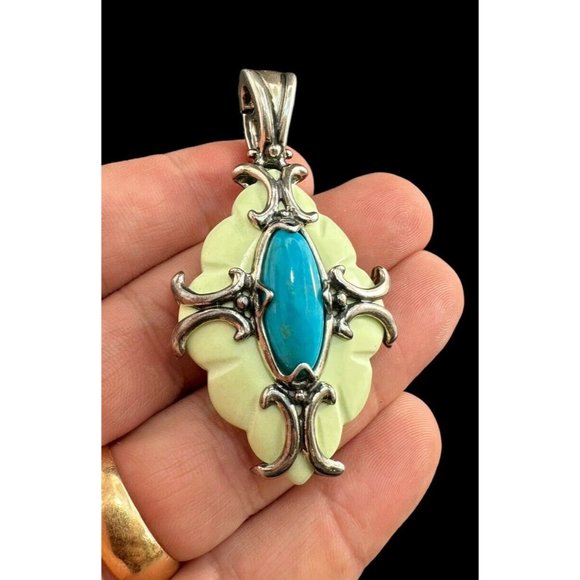 Carolyn Pollack Sleeping Beauty Turquoise Multi Gemstone Sterling Silver Pendant - Picture 7 of 7
